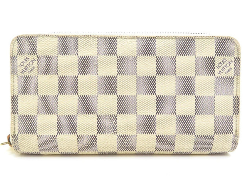 LOUIS VUITTON Damier Azur White Zippy Wallet around round zipper long